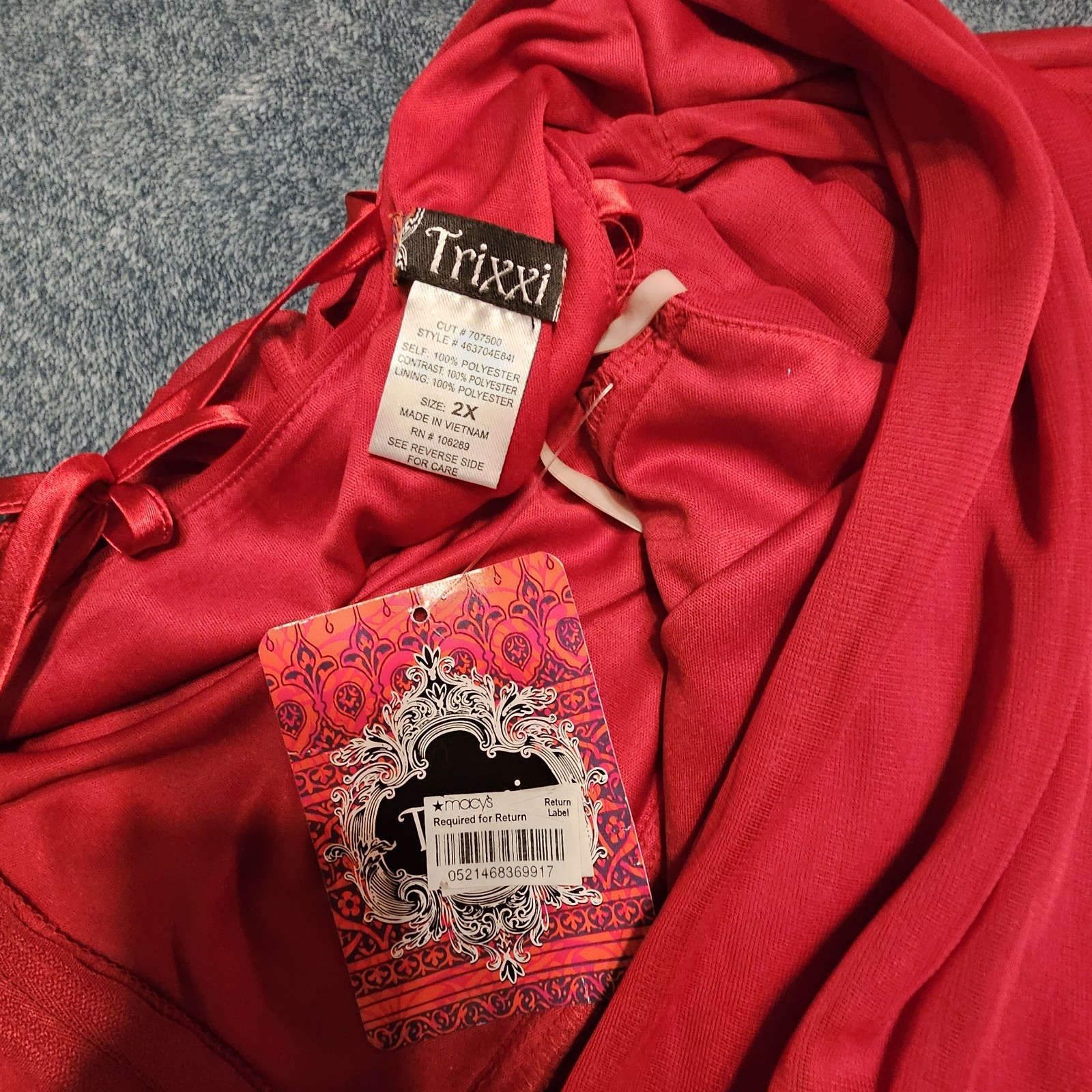 Vintage Y2K 2000s Trixxi Red V-Neck Sleeveless Satin Accent Size 2X
