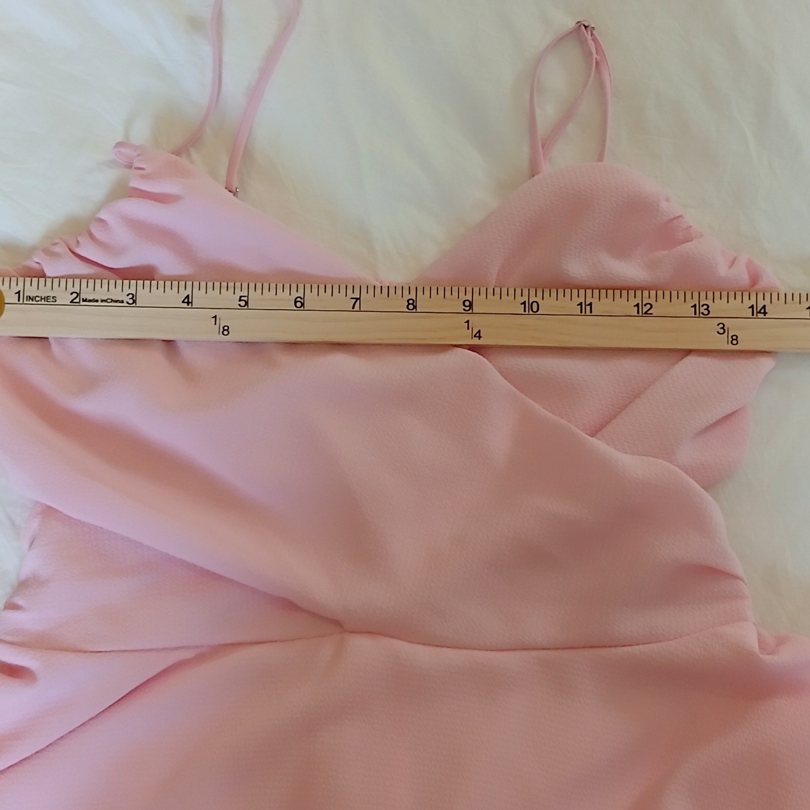 Lucy in the Sky Pink Cut Out Tiered Ruffle Mini Dress Surplice M Romantic