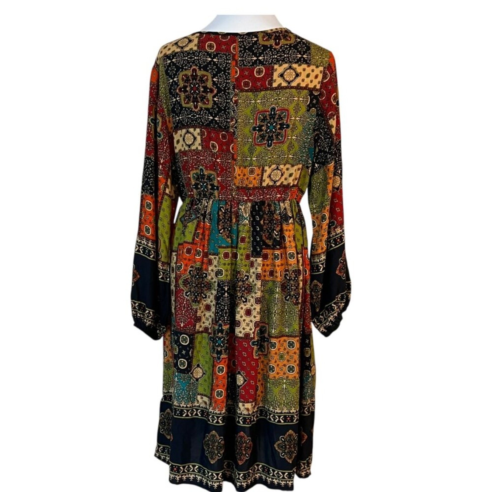 Boho Dress XL Summer Patchwork Fall 0X Dress Vintage Style Bohemian 14 Dress XXL