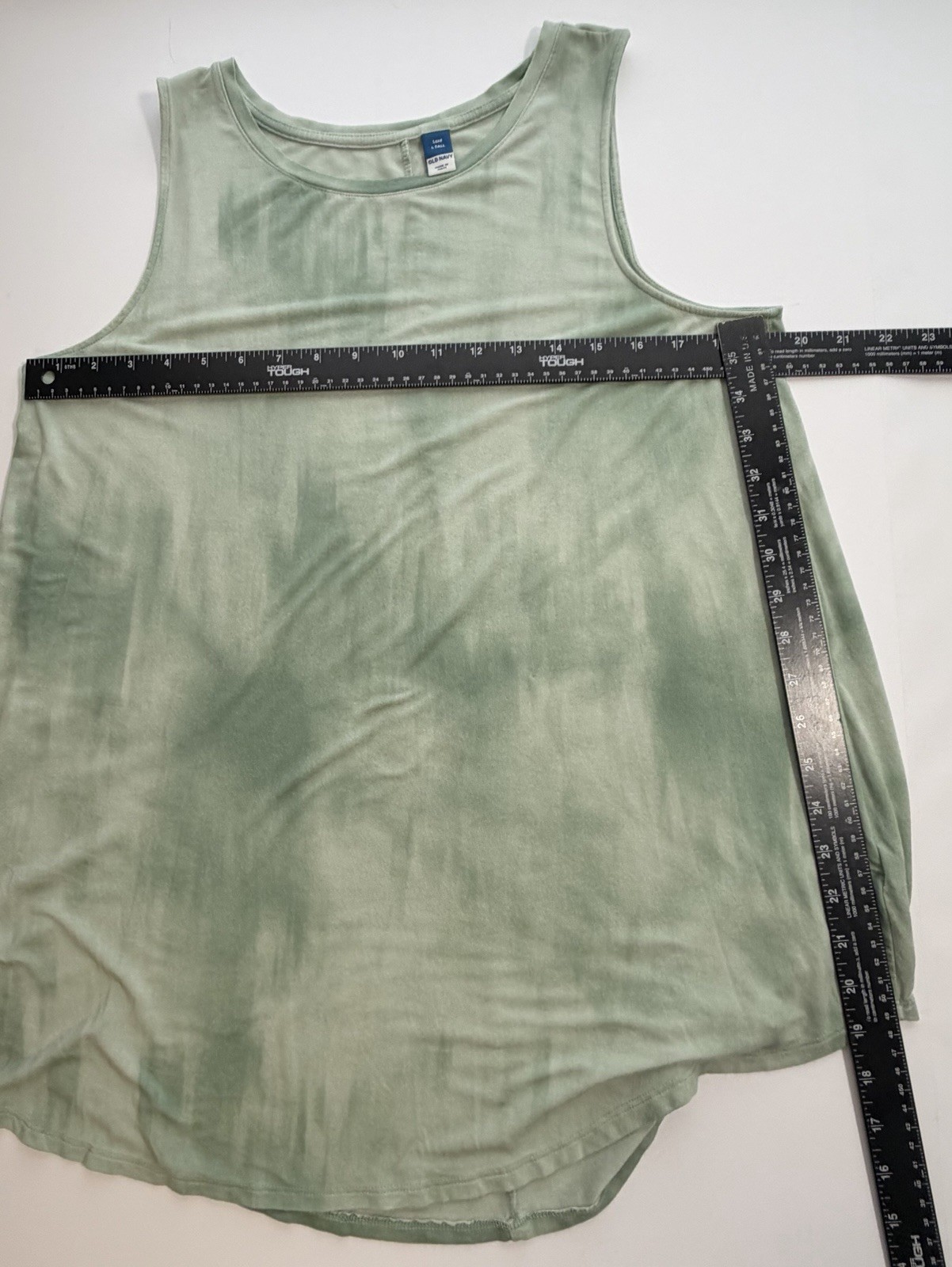 Old Navy Luxe Tank Top Womens L Tall Green Tie Dye High Neck Sleeveless Stretch
