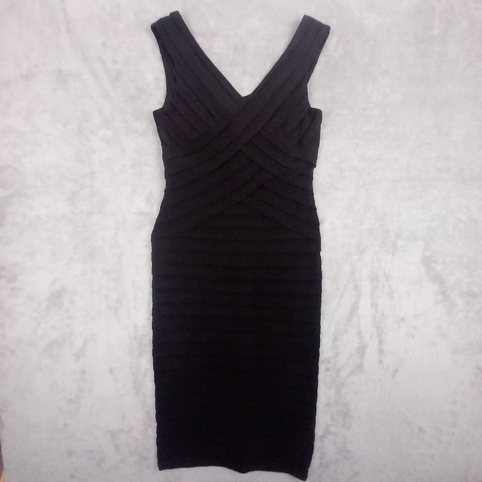 Principles Women Bodycon Dress Black Bandage Layered Cross Front Midi 10