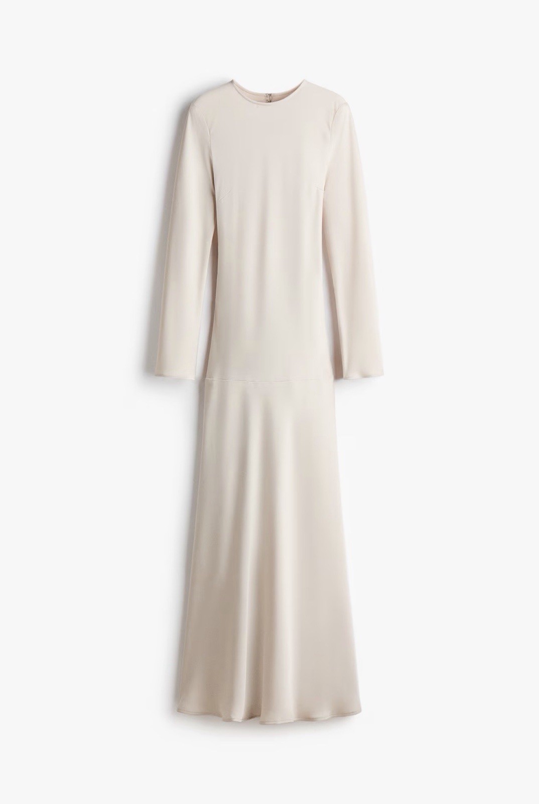 H&M Open Back Long Sleeve Satin Dress In Light Beige Size Small. NWT (runs Small