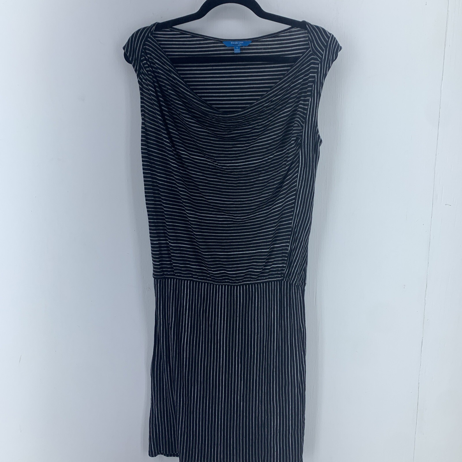 Derek Lam For Design Nation Womens Small Dress Slub Drop Waist Stretch Stripes