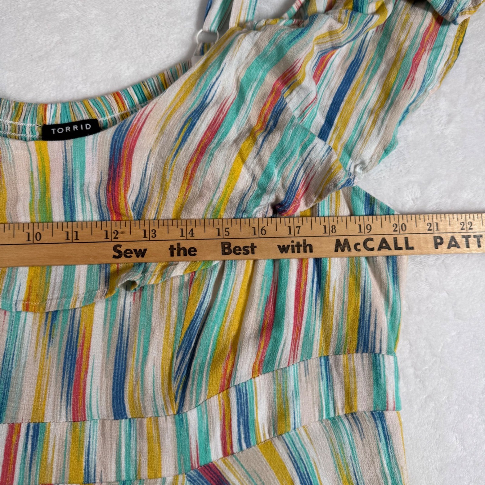 Torrid Multi-Color Striped Cold Shoulder Ruffle Smocked Dress Size 2 2X 12869307