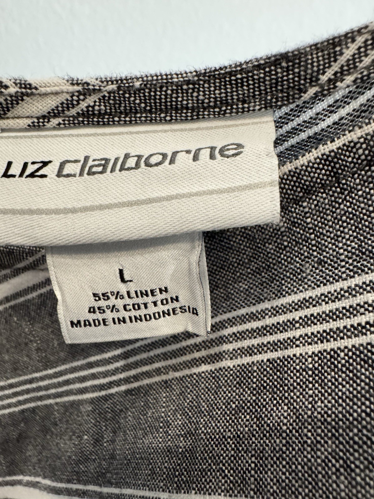 Liz Claiborne Sundress Dark Gray/White Size Large