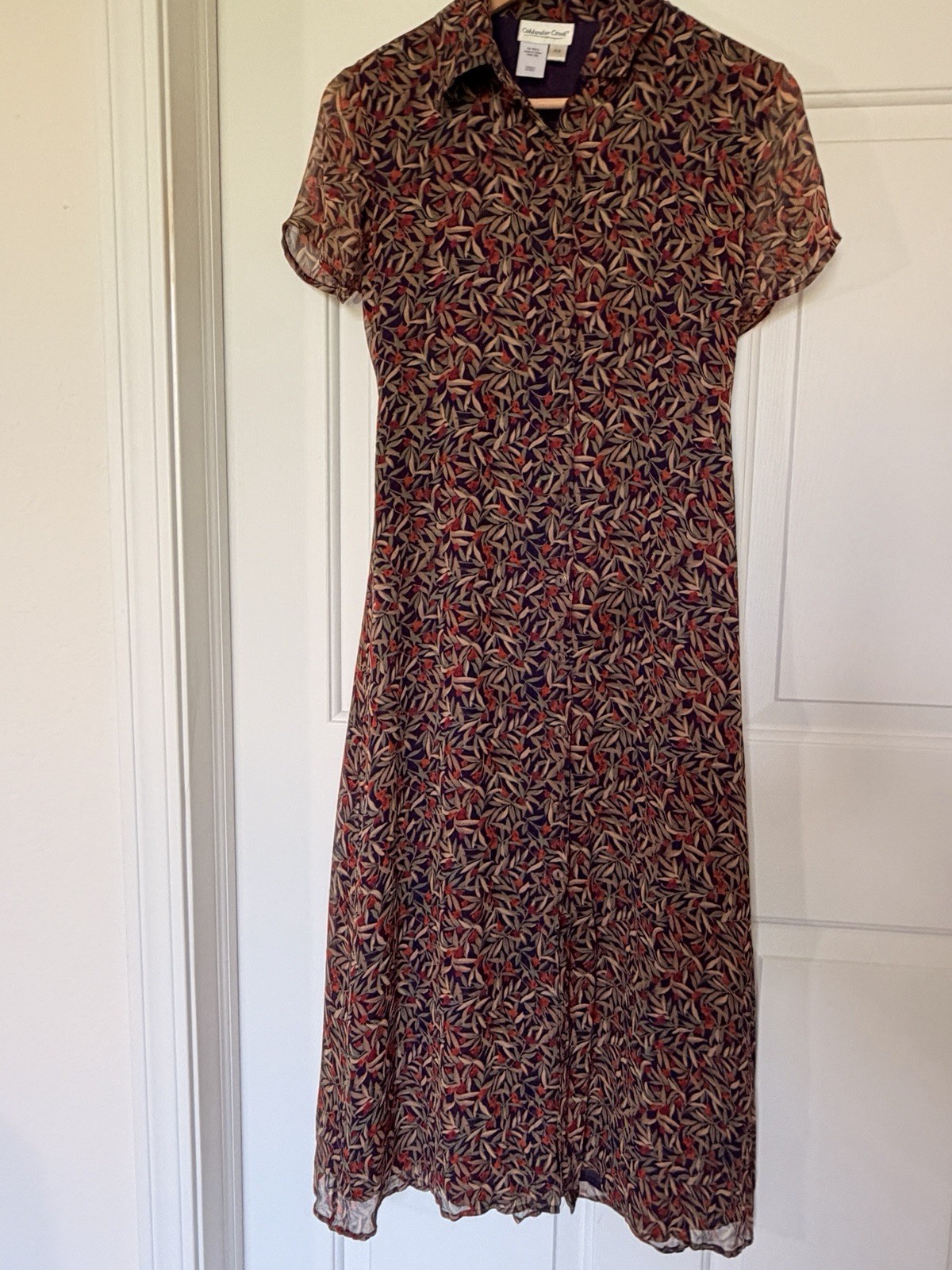 Coldwater Creek 100% Silk Maxi Dress Womens Button Size 4P