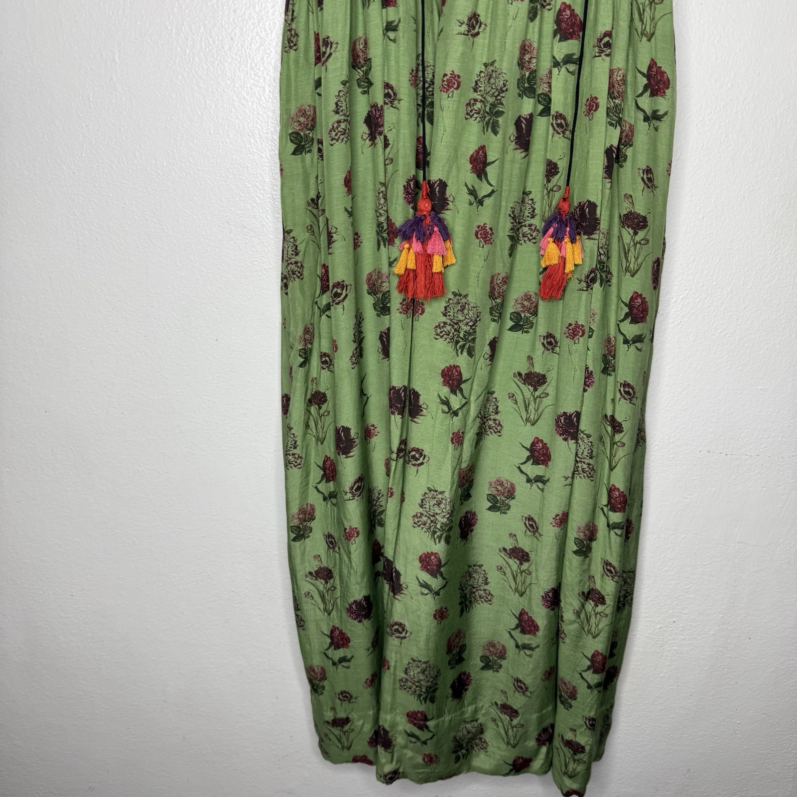 Verb By Pallavi Singhee Basil Embroidered Maxi Dress Tassels Floral Womens XS