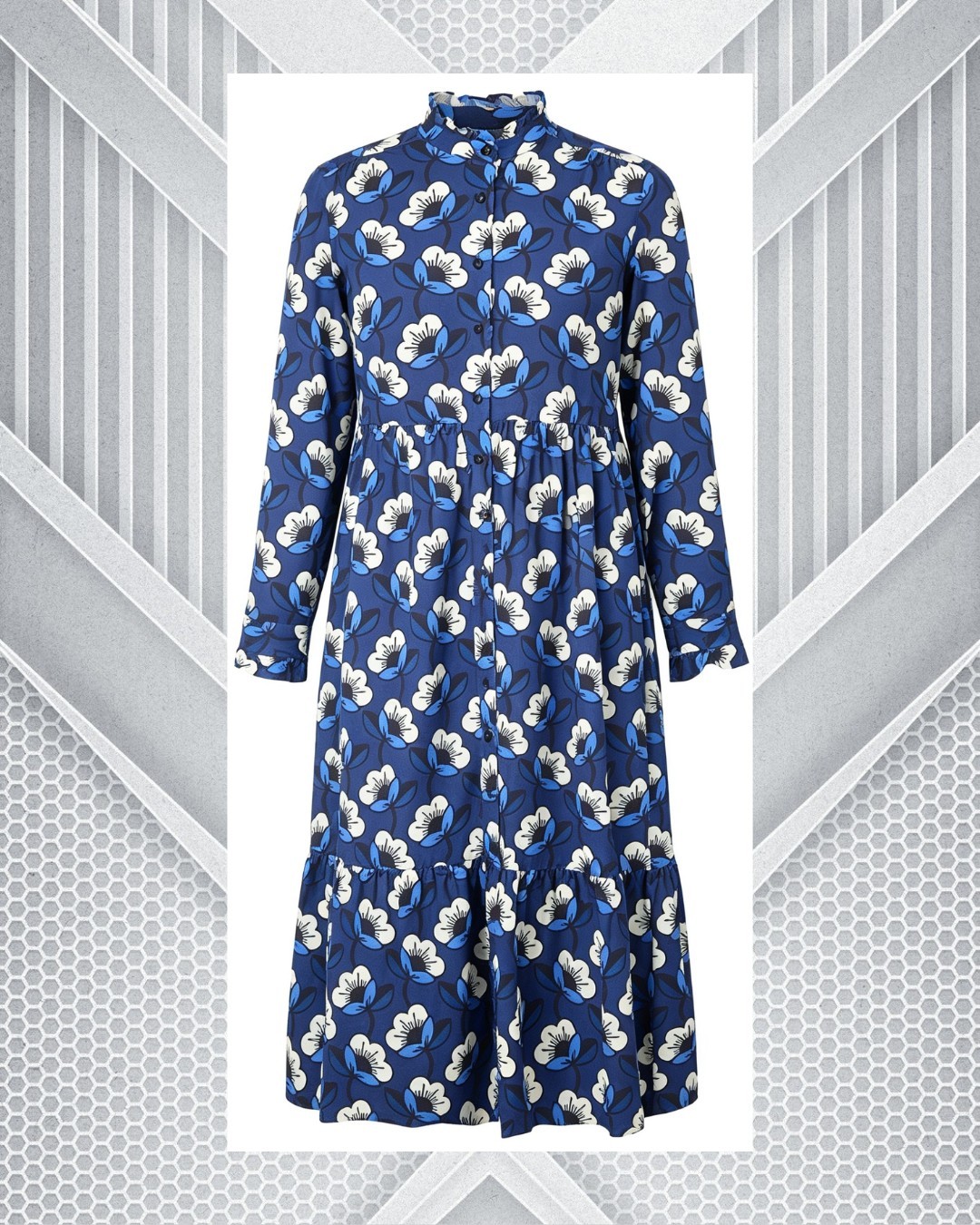 ORLA KIELY X REGATTA Bold Blue Floral Print Shirt Dress UK 10 US 6 EU 36