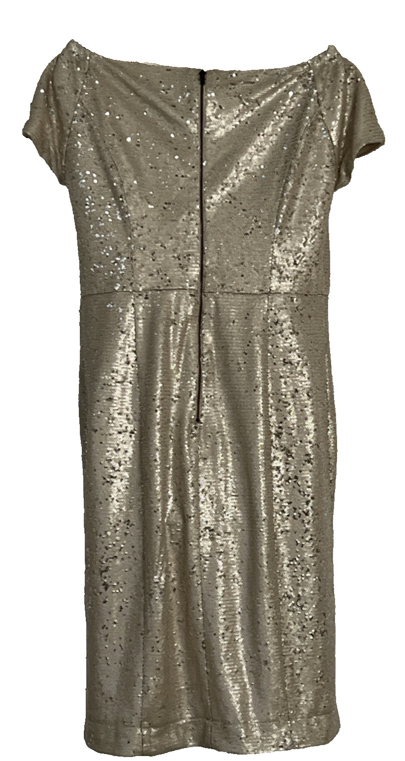 Vintage Dorothy Perkins Sequin Dress Women’s Sz 10 Champagne Lux Classic Elegant