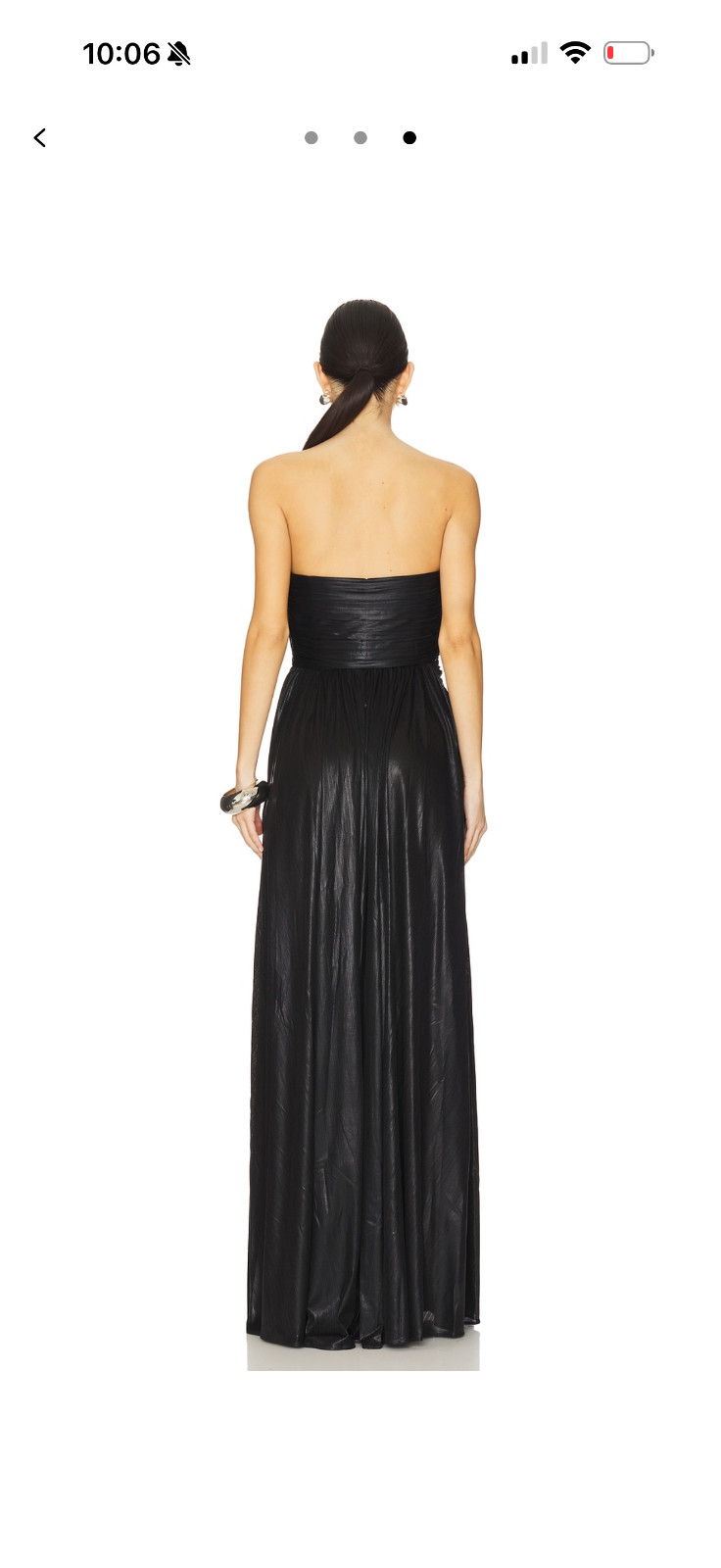 Retrofete Waldorf Strapless Metallic Pleated Black Maxi Dress Sz Medium