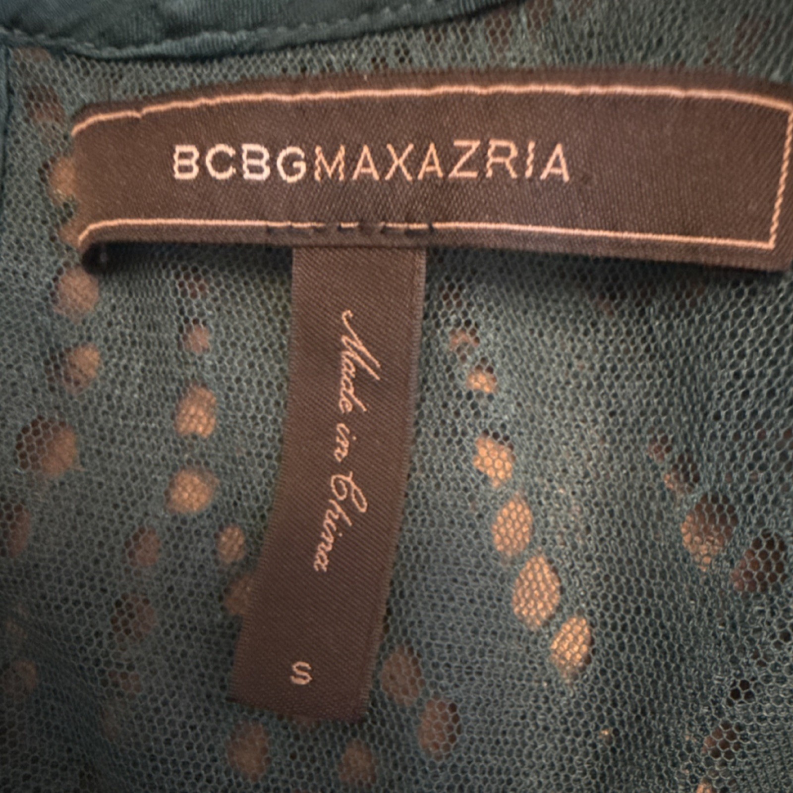 BCBGMAXAZRIA S Teal Lace Sheer Mini Dress Long Sleeve Crew Neck Keyhole Back