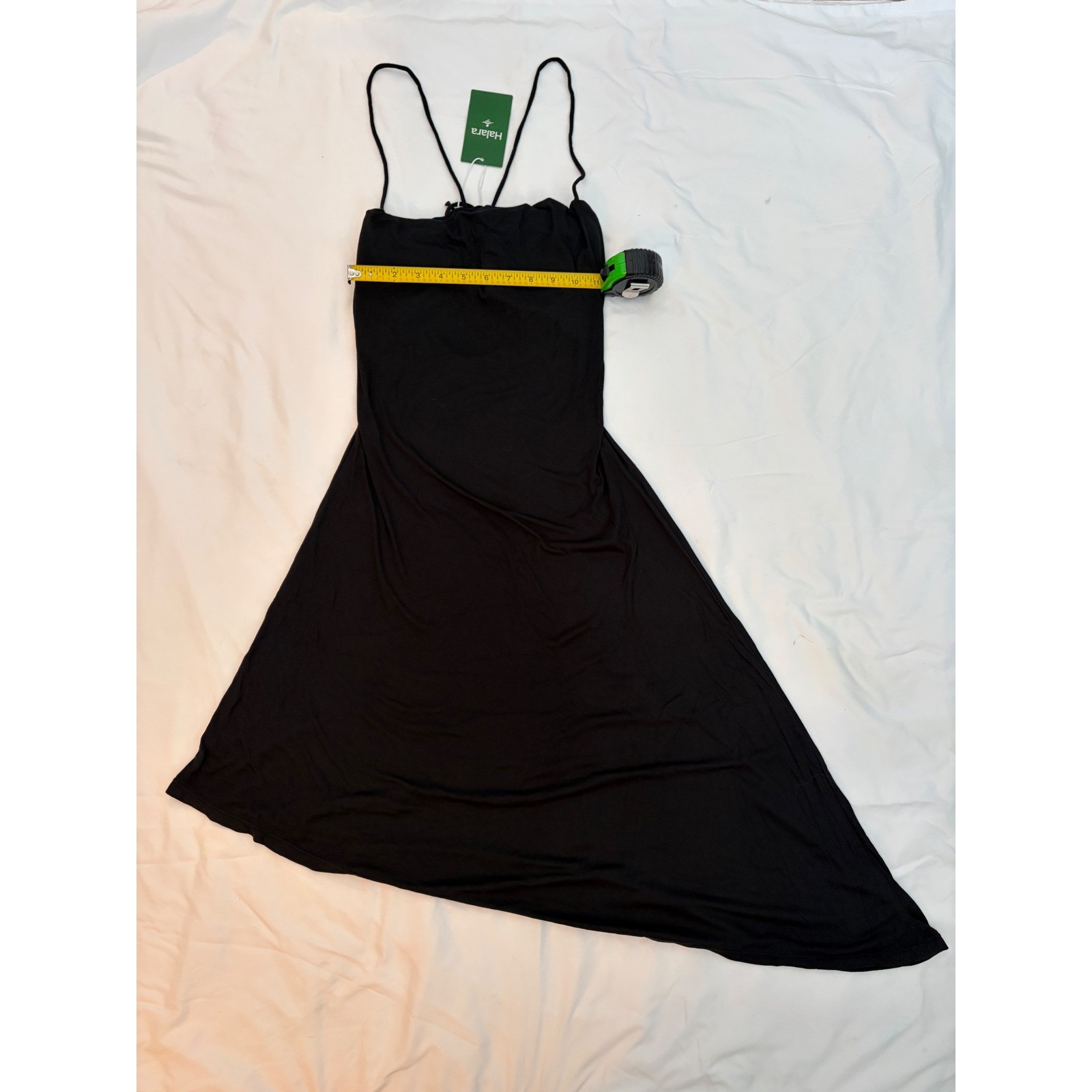 Halara Black Active Dress Spaghetti Strap Lace Up Back Asymmetrical Hem NWT XS