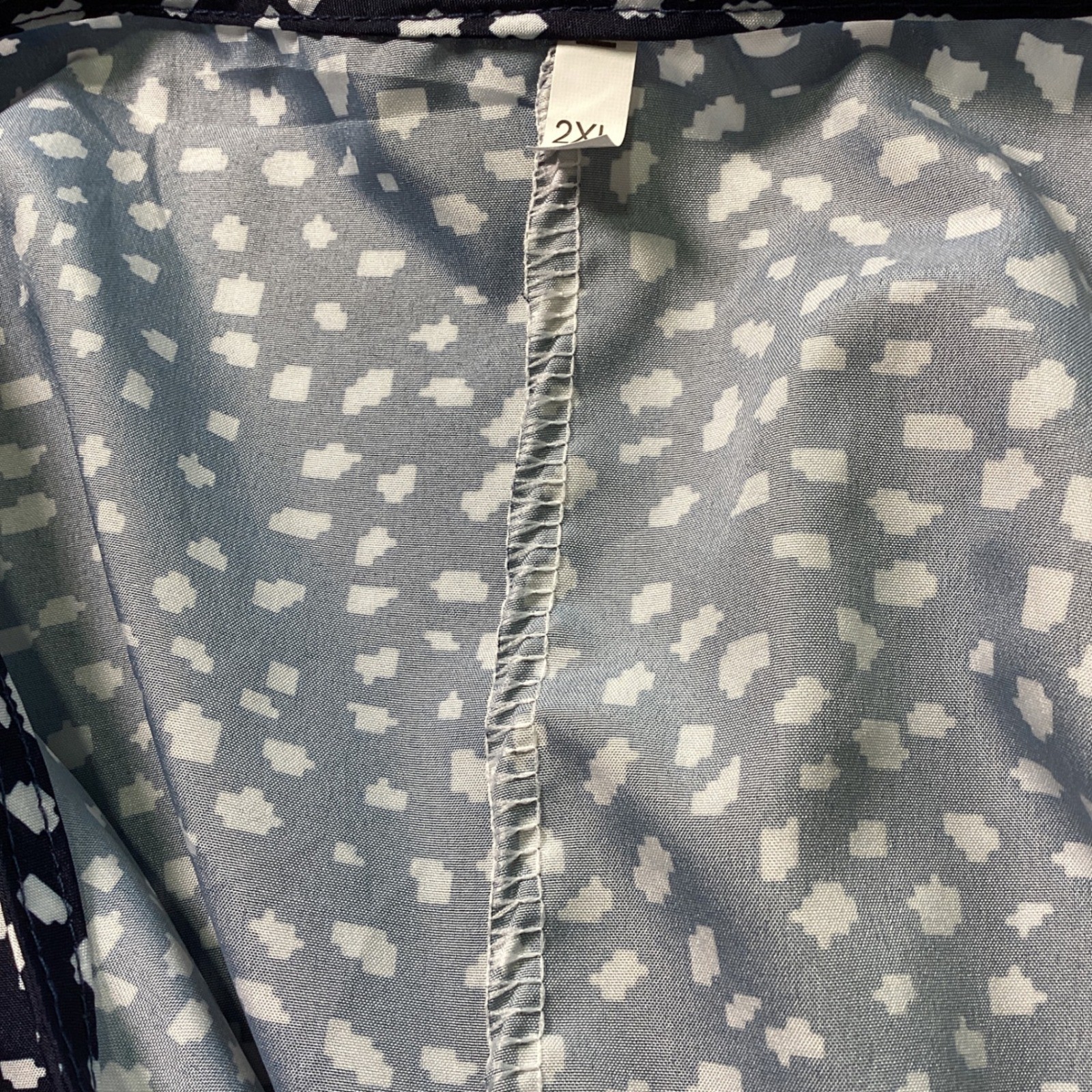 Abstract Dot Print Midi Dress Womens 2XL Navy Blue Short Sleeve Pocket
