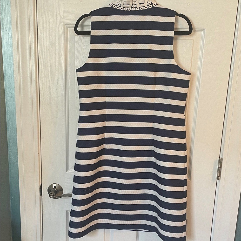 J. Howard Nautical Striped Dress Womens 10 Navy Preppy