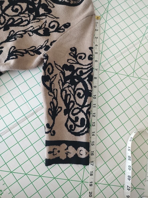 J. Taylor Beige and Black Patterned Knit Dress with 3/4 Sleeves