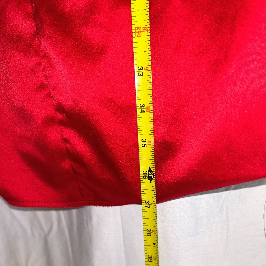 Allen B. Red Satin Sleeveless Ruched Mini Dress Ruffle Shoulder Event Size 14