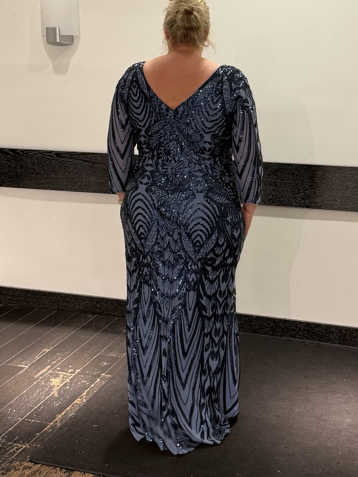 Betsy and Adam Size 18 Blue Sequin Formal Dress