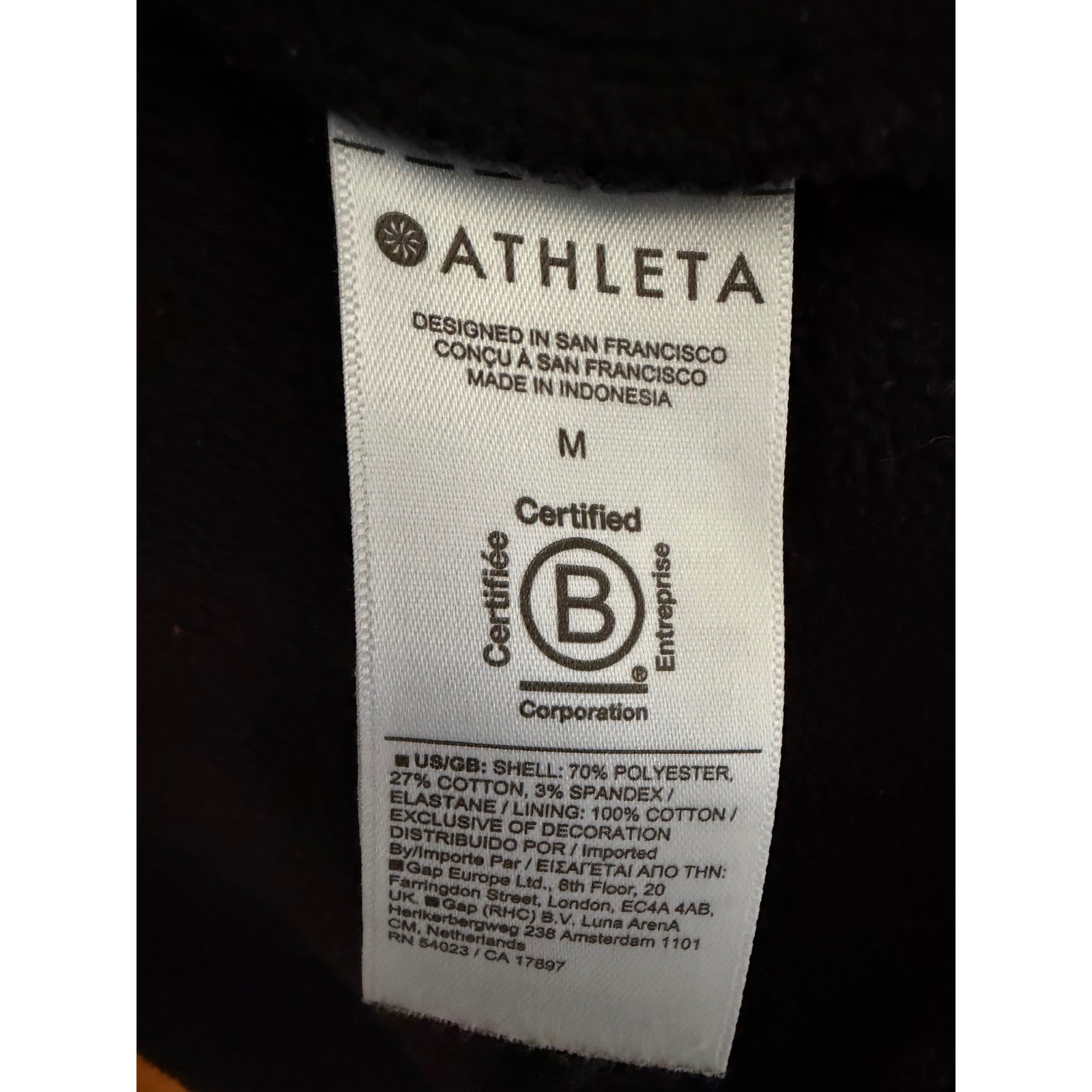 Athleta Womens Black Asymmetrical Zip Fleece Lined Sweatshirt Dress Medium