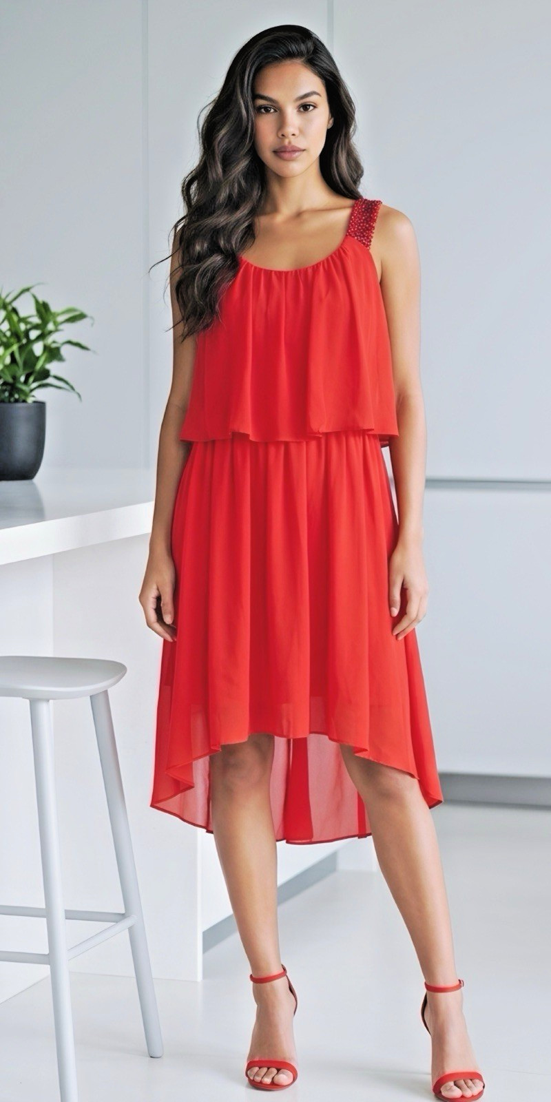 NEW WOMENS SIZE M SHORT HI-LOW ORANGE DRESS BY CITY TRIANGLES FREE USA SHIPPING