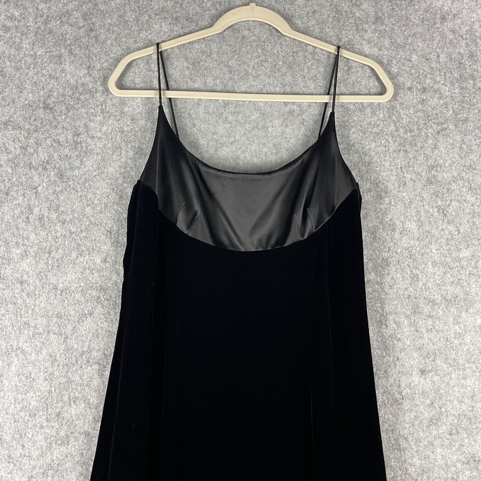 Vintage Y2K Ann Taylor Loft Silk Velour Dress Womens 10 Black Witchy Goth 90s