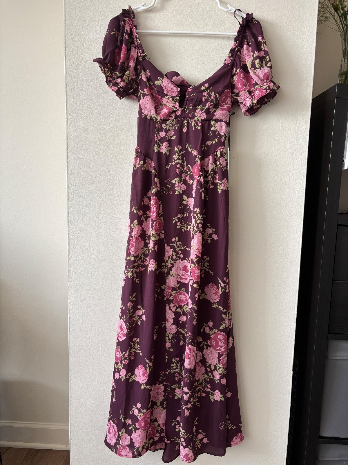Crystal Sky Purple Floral Short Sleeve Maxi Dress – NWT – Size Small