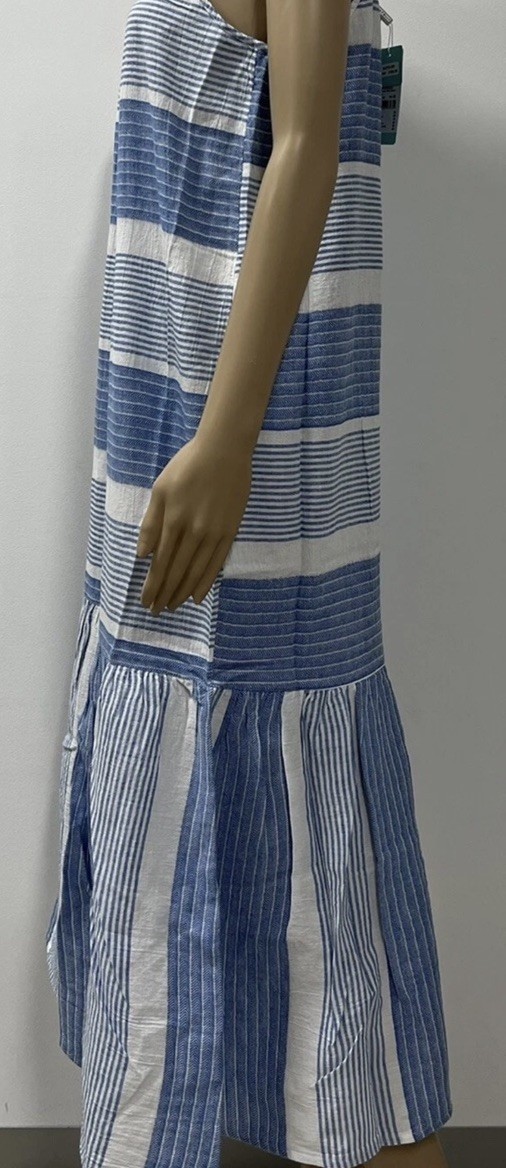 Seafolly Australia Medium Blue White Cotton Midi Dress Lightweight BNWT