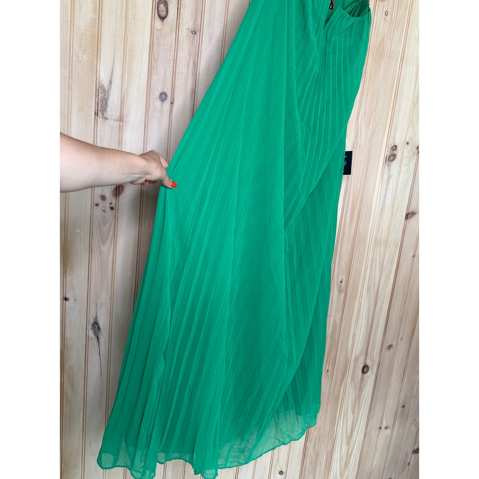NWT Lulus Lael Green Pleated Strapless Dress and Scarf Set Wedding Banquet Sz S