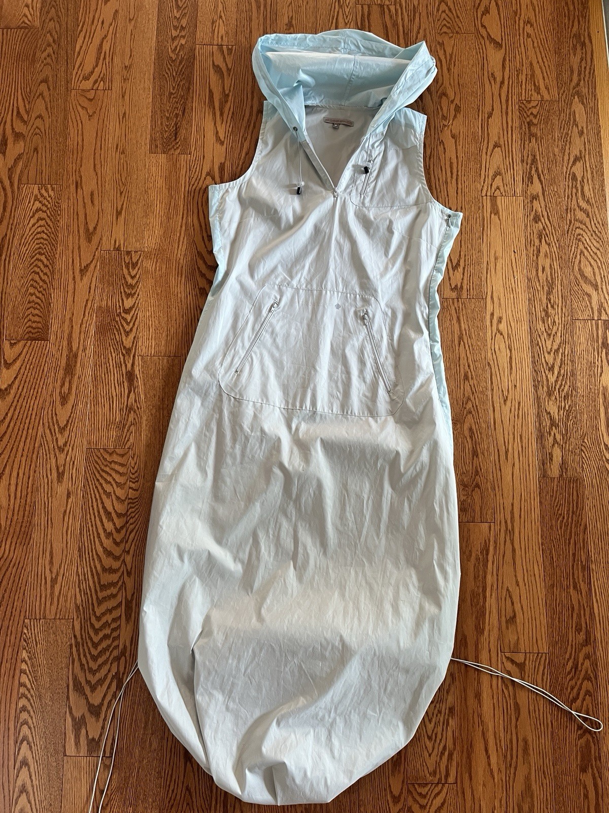 Vintage Sideskid Italy Nylon Tech Hooded Parachute Maxi Dress Sz S
