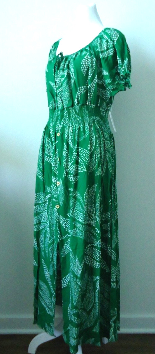 NWT Anthropologie Kindred Green Floral Print Long Dresses RN#166636 Size-PXL