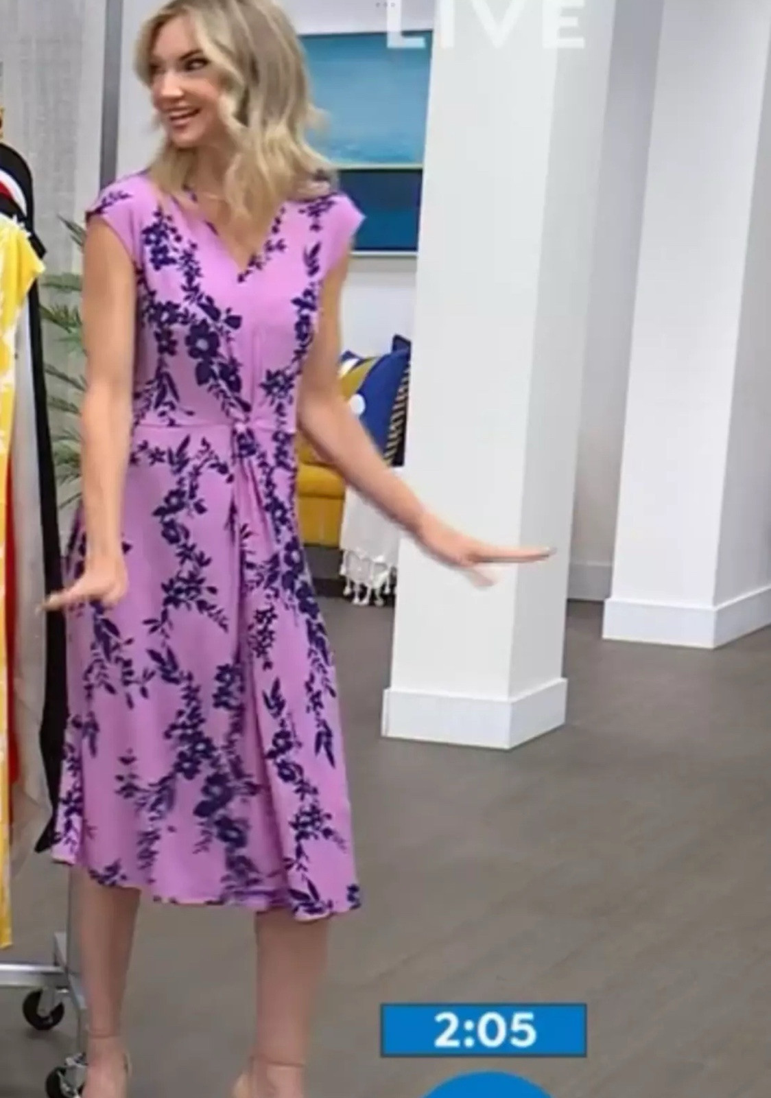 NEW IMAN Global Chic Twist-Front Midi Dress Pink Purple Floral Womens Size L