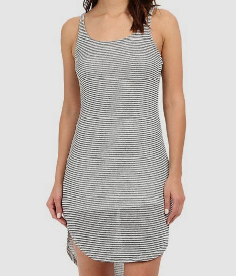 $99 Brigitte Bailey Women’s Black Sheer Striped Round-Neck Tank Dress Size Large