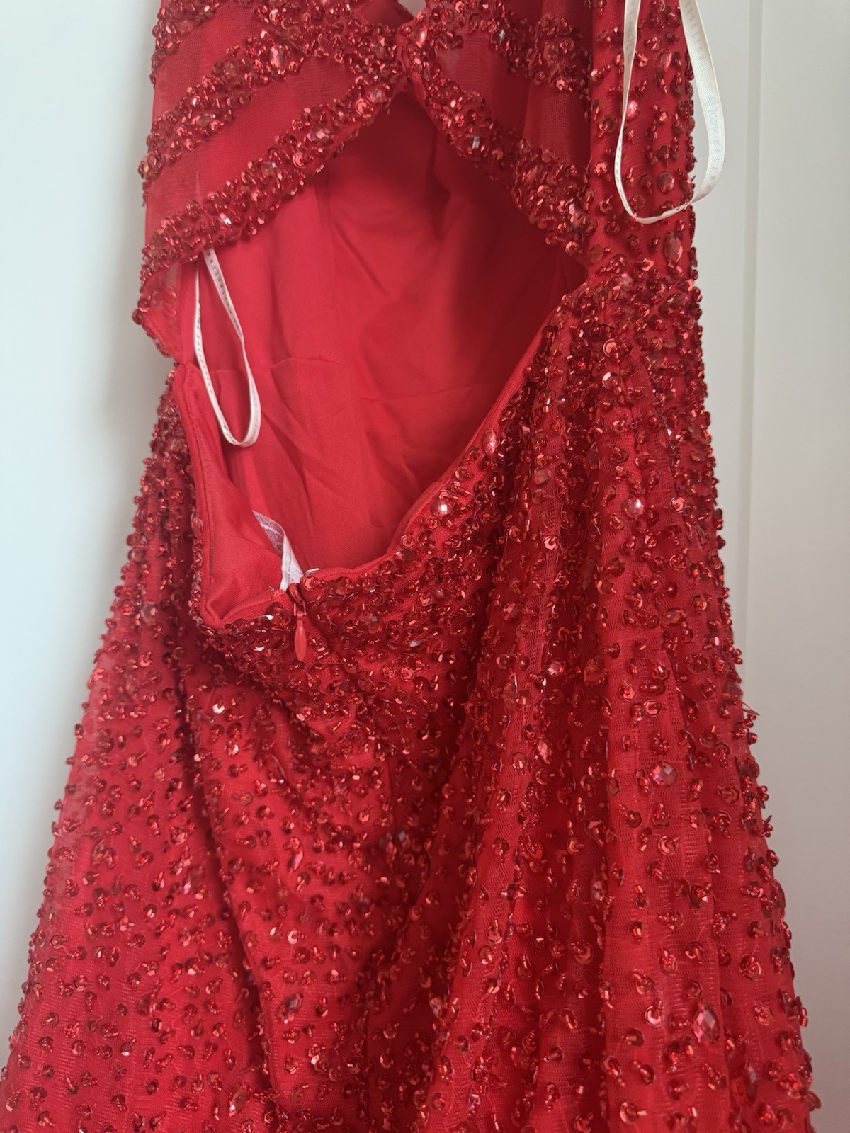 Red Sequin Fishtail Train Ballgown Prom Maxi Dress, Size XS