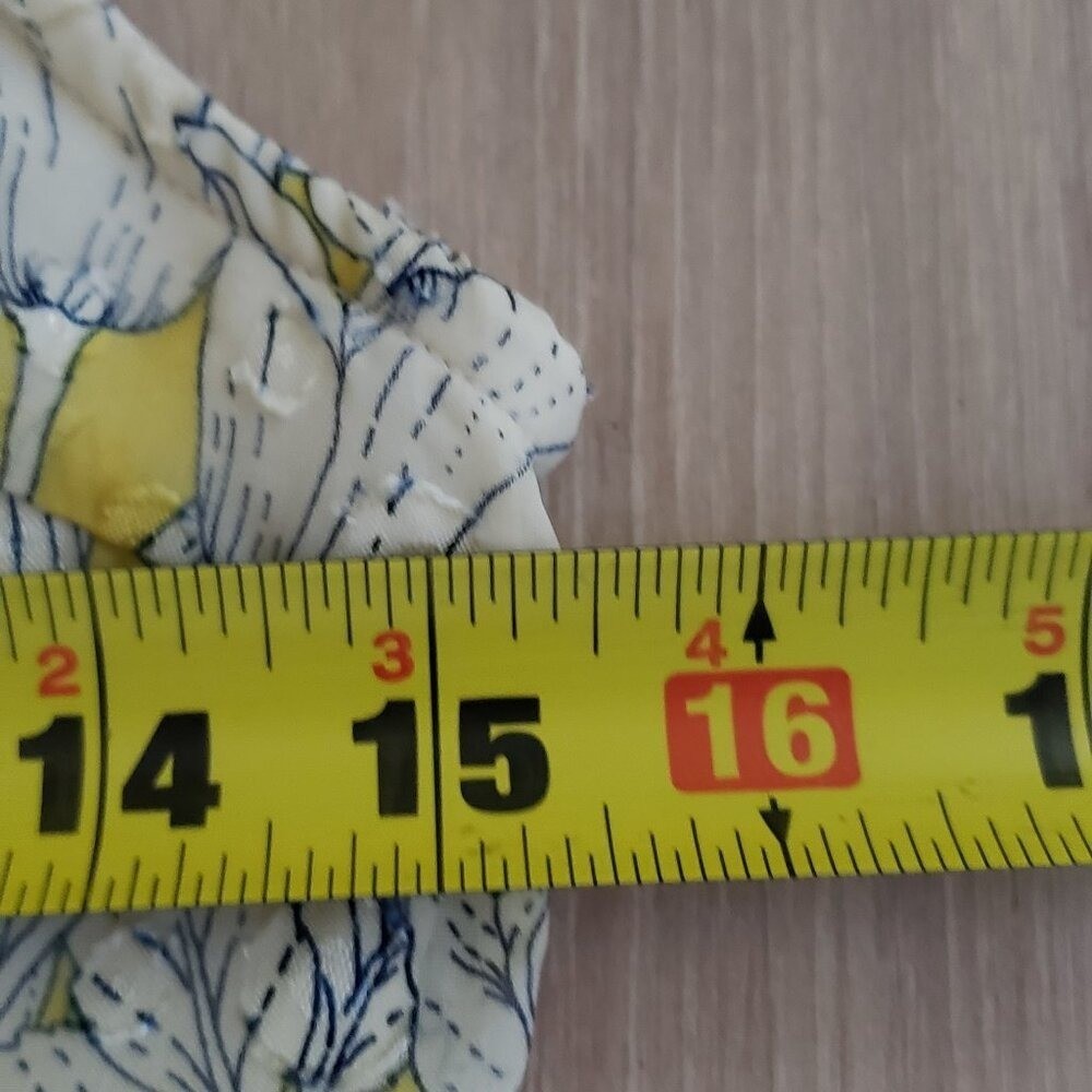 Monteau Rayon Dress Womens Small Yellow Floral Midi Tiered Ruffle Mock Neck
