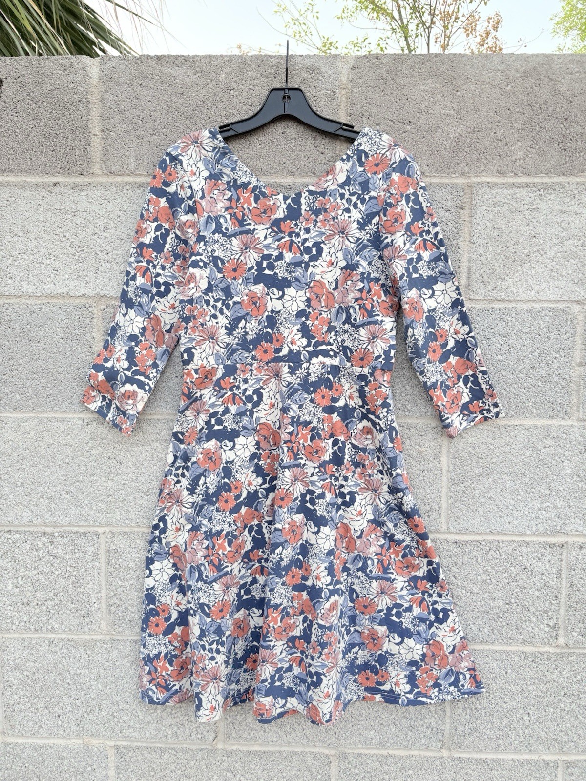 NWT Pact Midi Party Dress Small Autumn Cosmos Floral Fit & Flare Pockets V-Neck