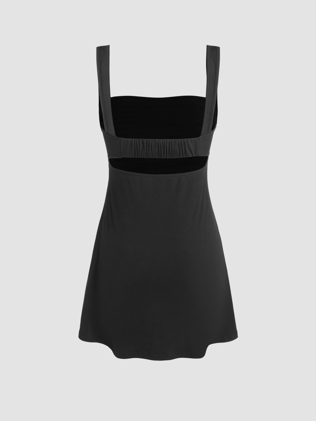 Women Square Neck Bodycon Mini Dress Sleeveless Backless Party Clubwear Black