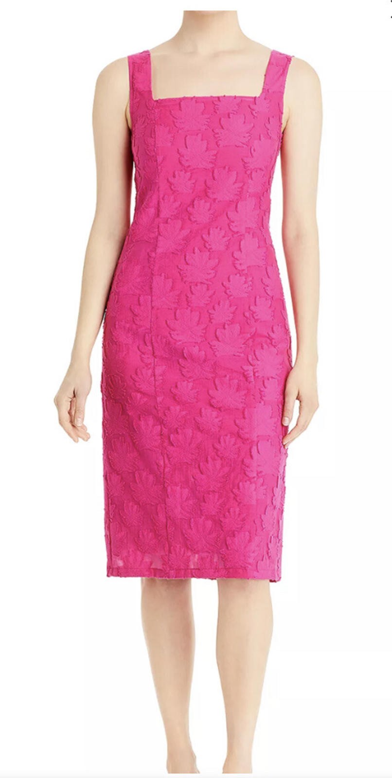 Hugo Boss Diteva Sleeveless Cotton Blend Sheath Dress In Flamingo Size 4