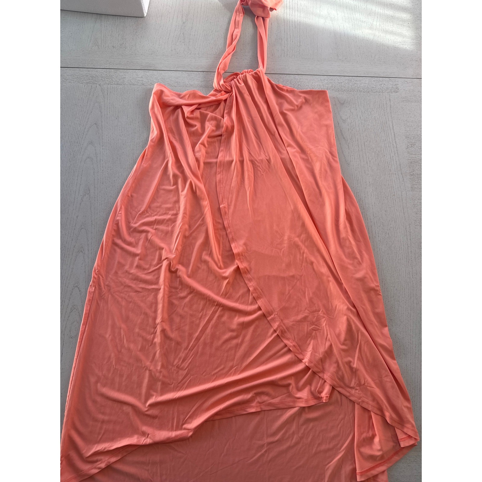 Vintage Venus Y2K Coral Pink Halter Dress Beachy Tropical Surfer Girl