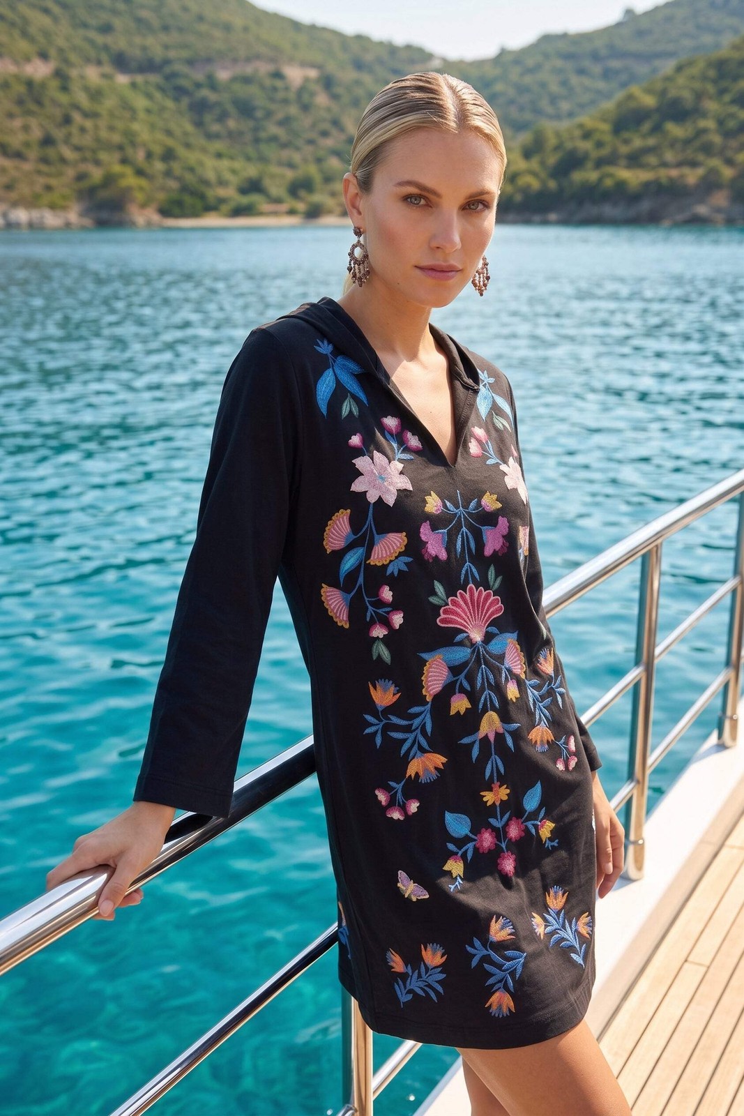Johnny Was JWLA Black Elizabeth Beach Hoodie Dress J30925-E