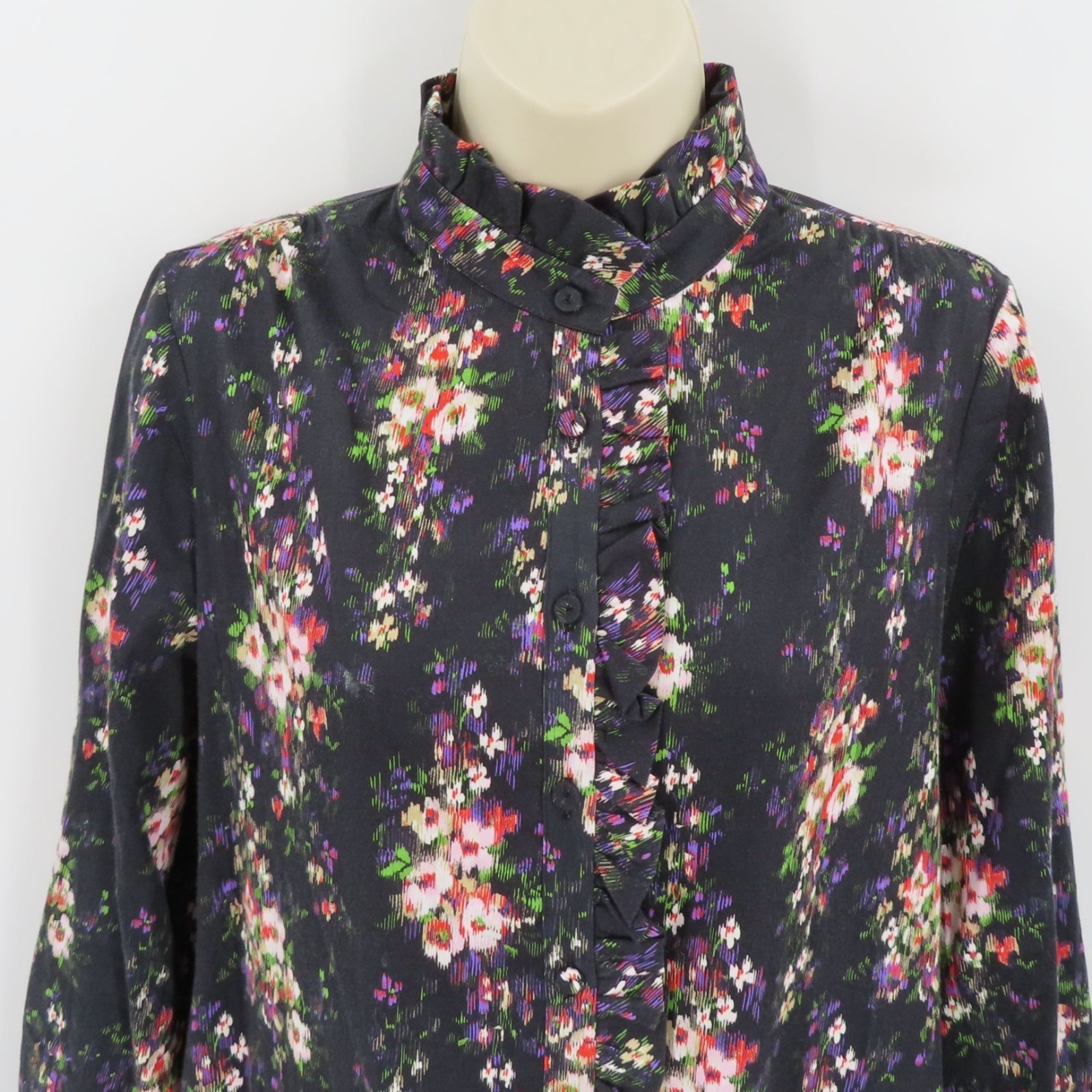 Tuckernuck Women Small Tate Onyx Falling Flowers Bouquet Dress Pleated Floral