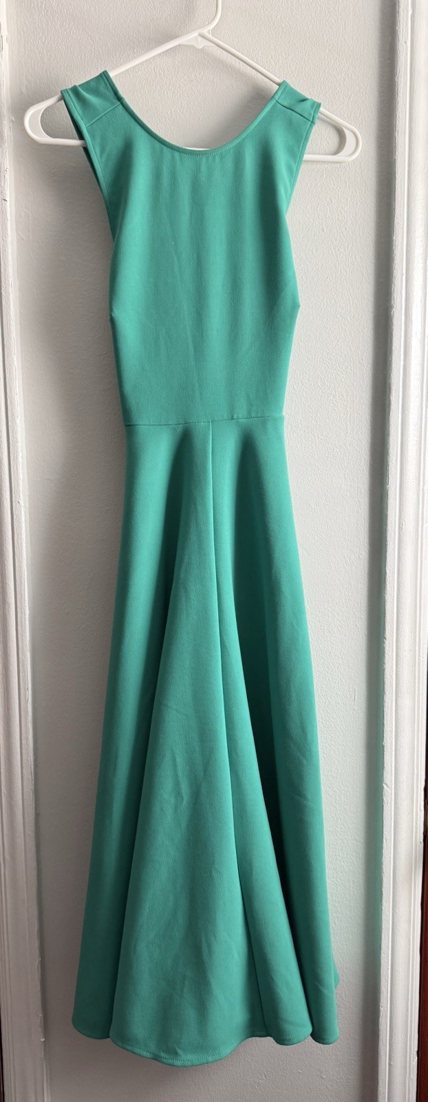 Chelsea 28 Green Solid Round Neck Pleated Pocket Knit Long Maxi gown XXS