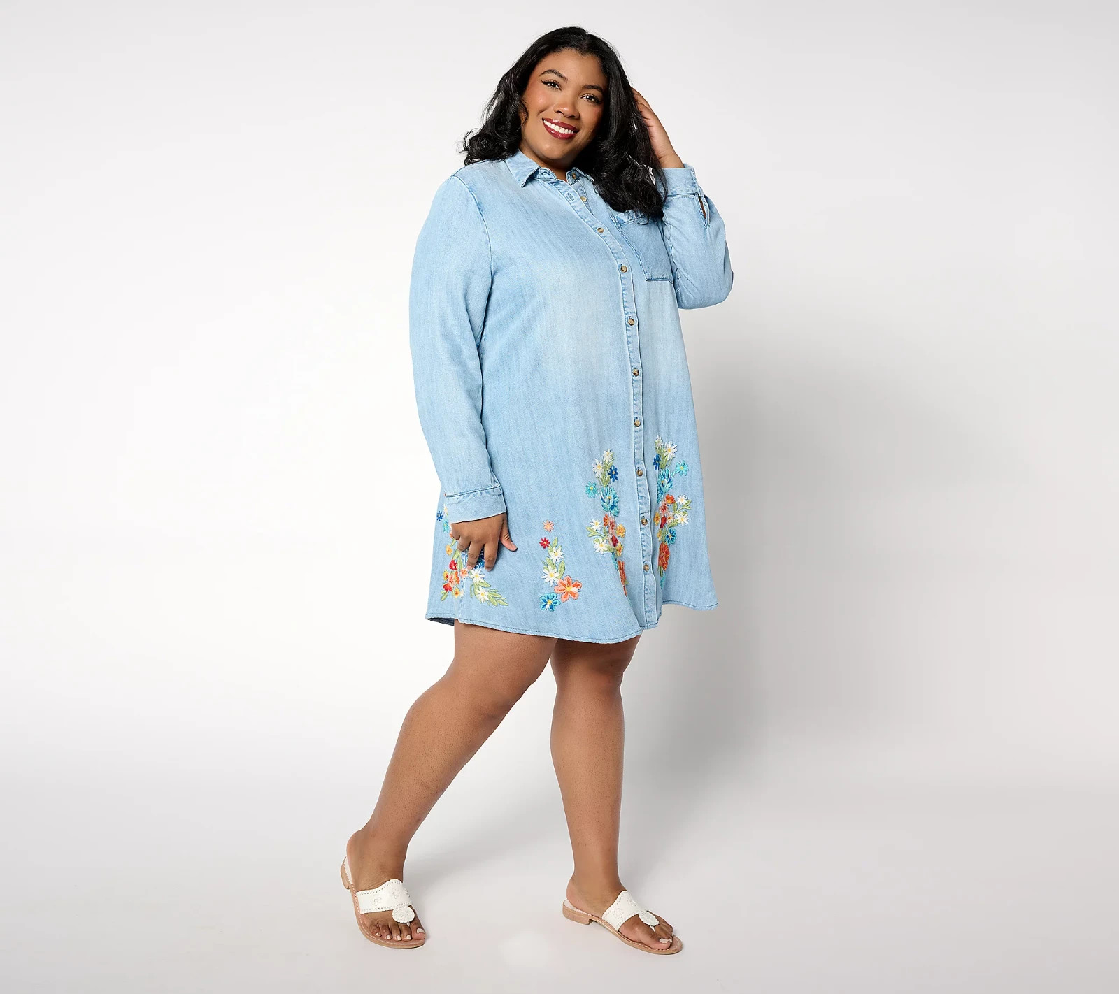 Driftwood Jeans Scottie Long-Sleeve Lyocell Dress – Butt Butterfly,X-Large