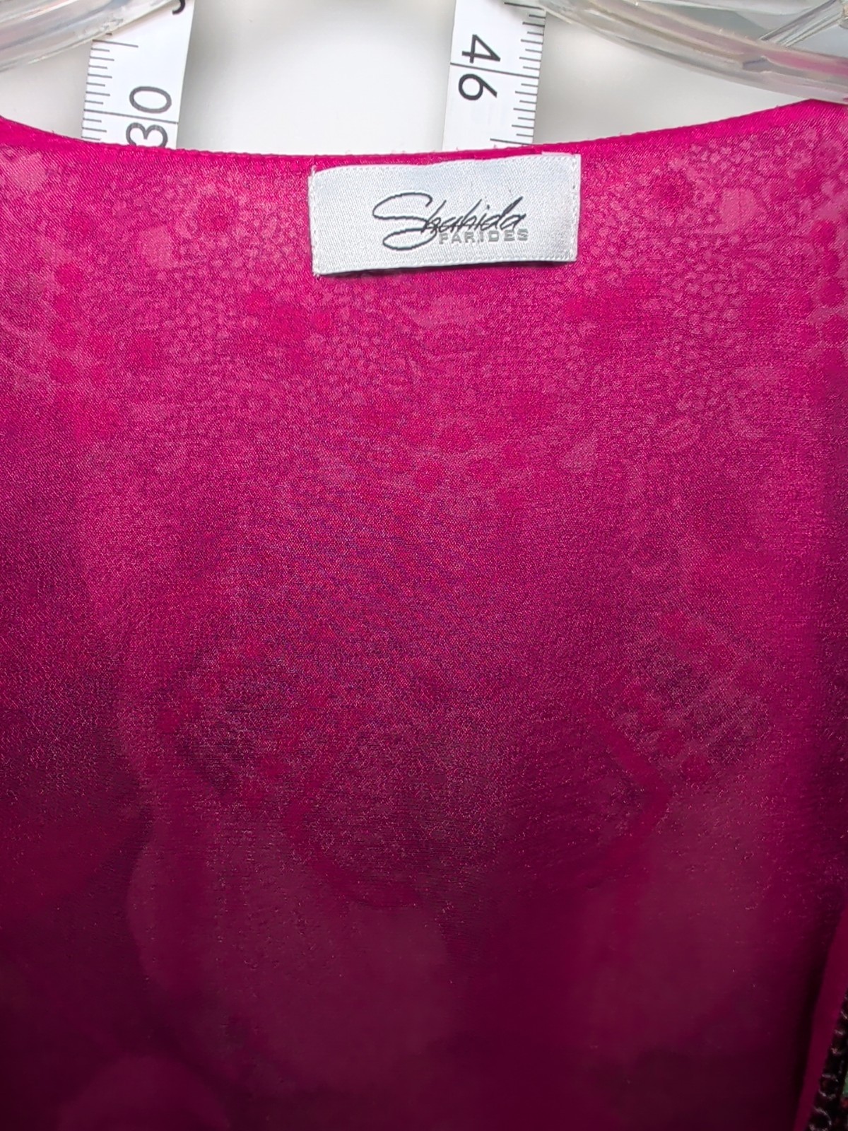 SHAHIDA PARIDES Rhinestone Beaded Wrap Maxi Dress Silk Sz M/L Floral Print Pink