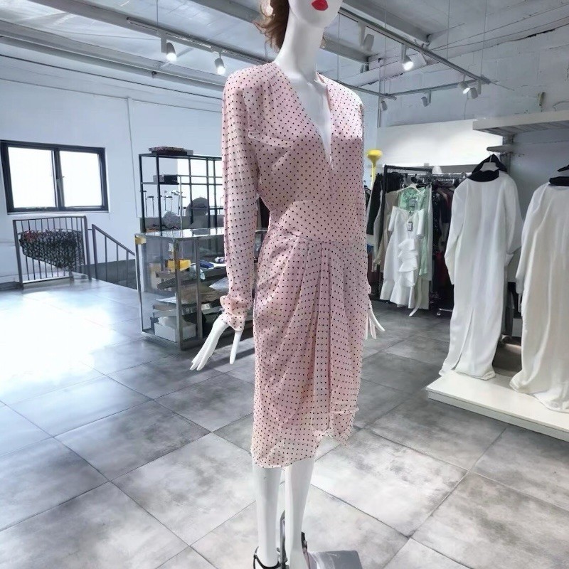 PHILOSOPHY DI LORENZO SERAFINI Pink Polka Dots Midi Dress IT42 NWT