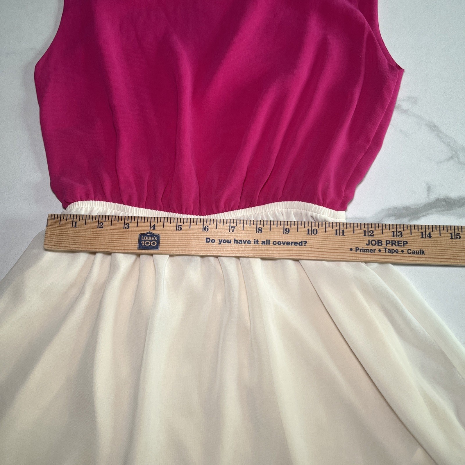 NWT In Style Pink Ivory Blue Color Block Dress Sleeveless Pullover Size Small