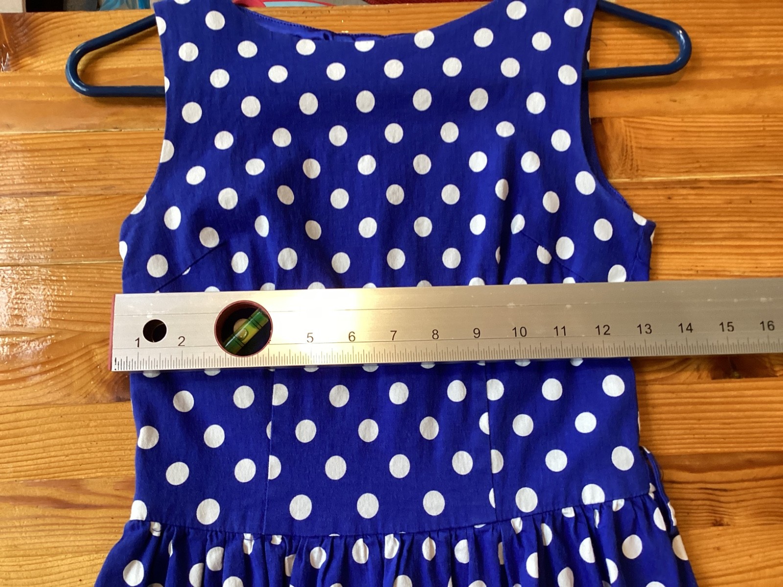 Bo fly yang Size S Blue Polka Dot Dress Sleeveless Spring Picnic