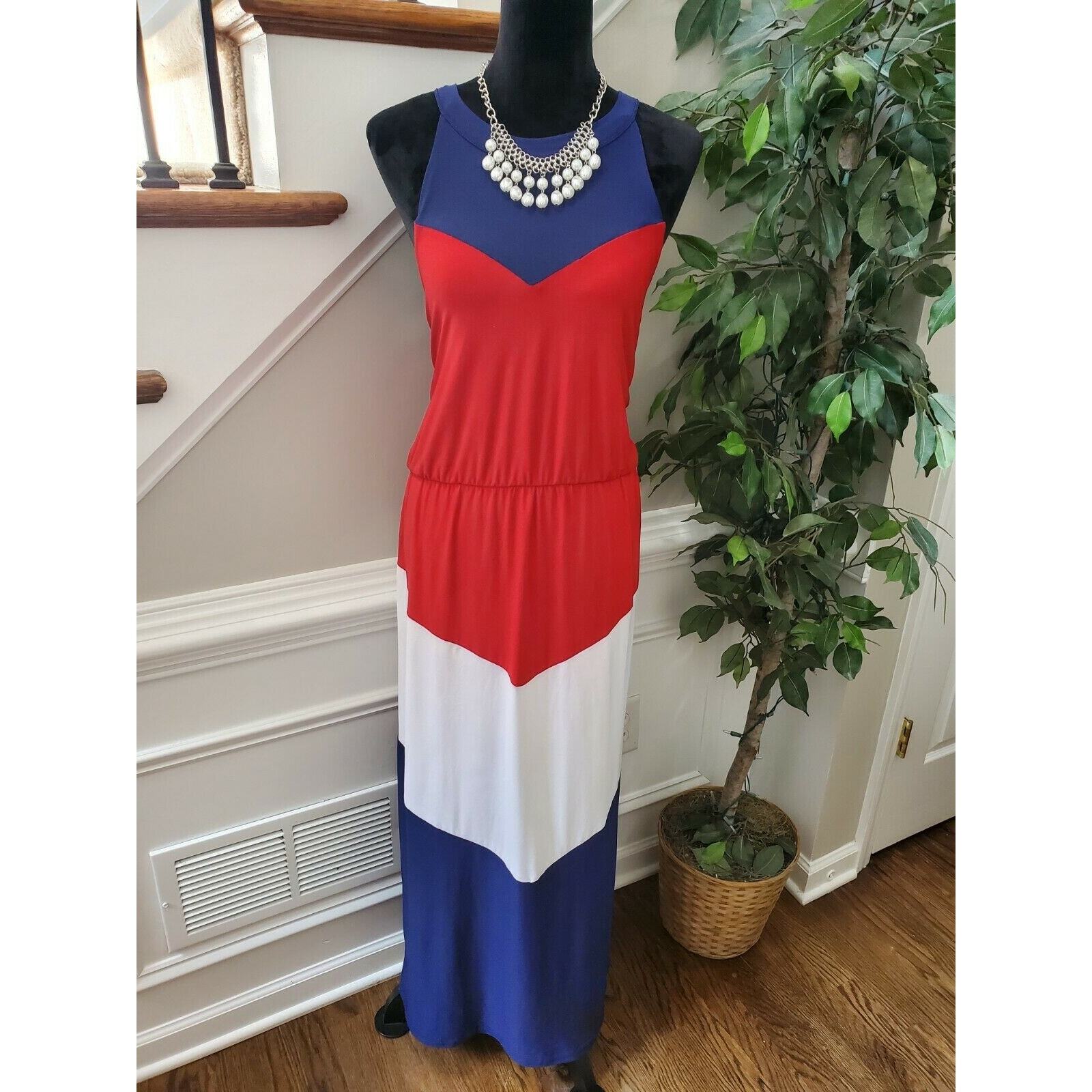 Rouge Women’s Multicolor Polyester Round Neck Sleeveless Long Maxi Dress Size 2X