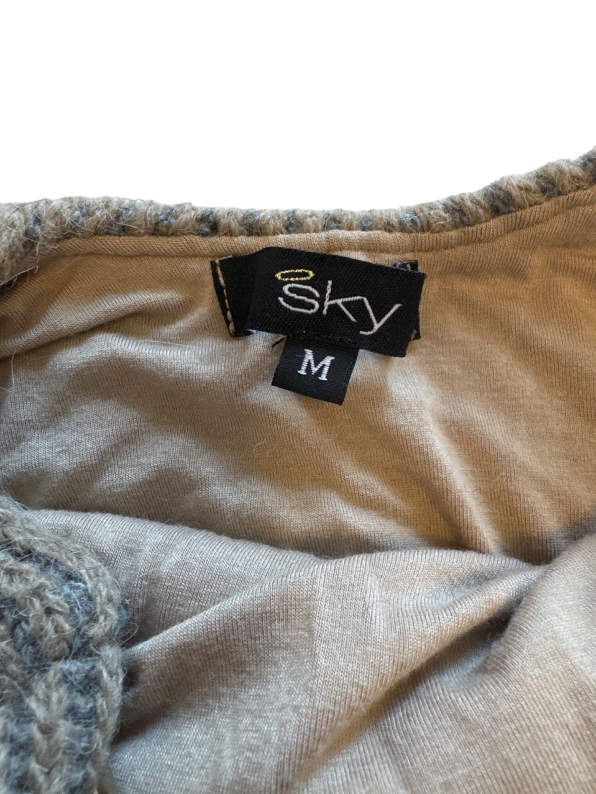 Y2K Sky Open Back Sweater Dress M Chain Detail Alpaca Blend Ribbed Knit USA Made