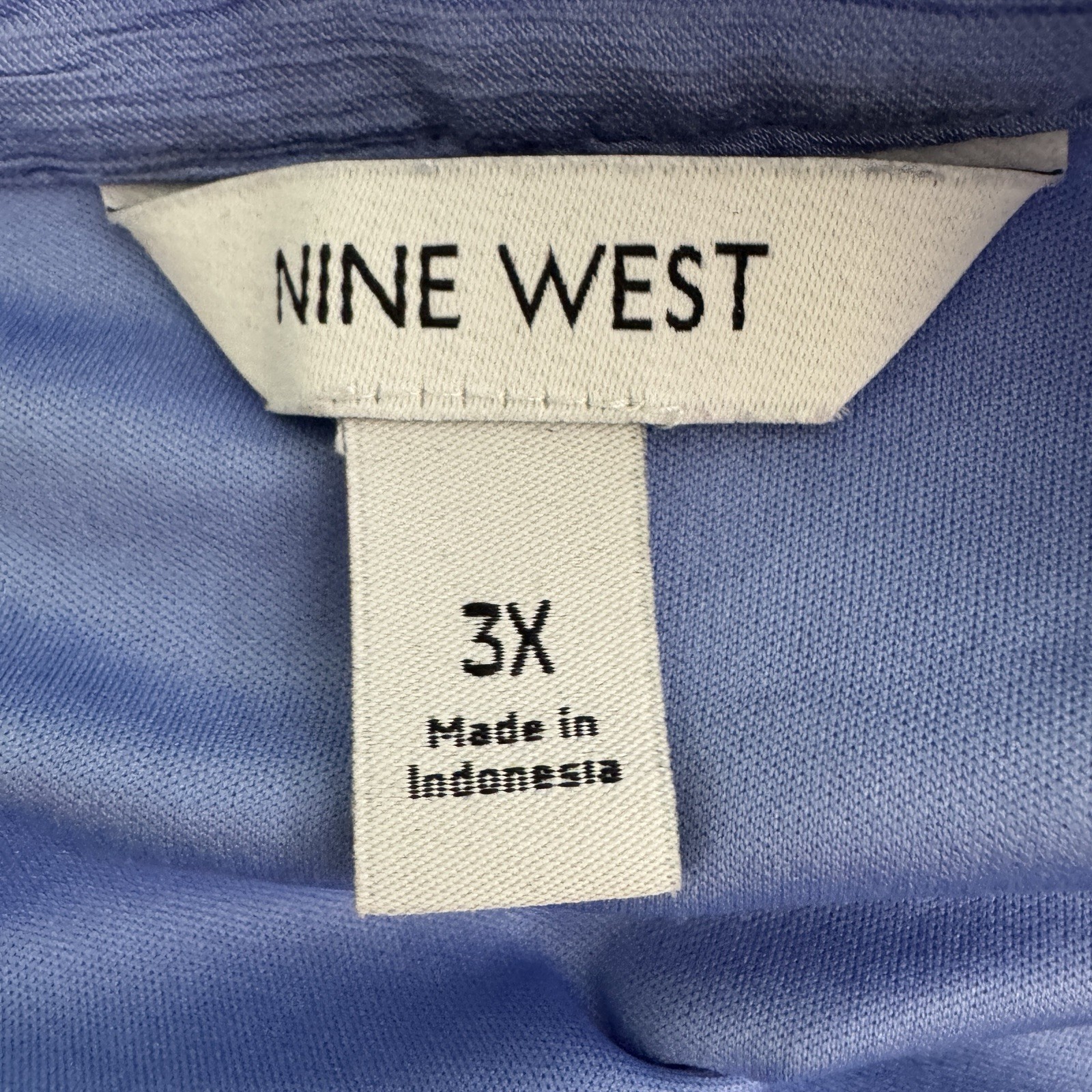 Nine West Plus Size 3X Light Blue Button Front Ruffle Lined Hem Dress Small Spot