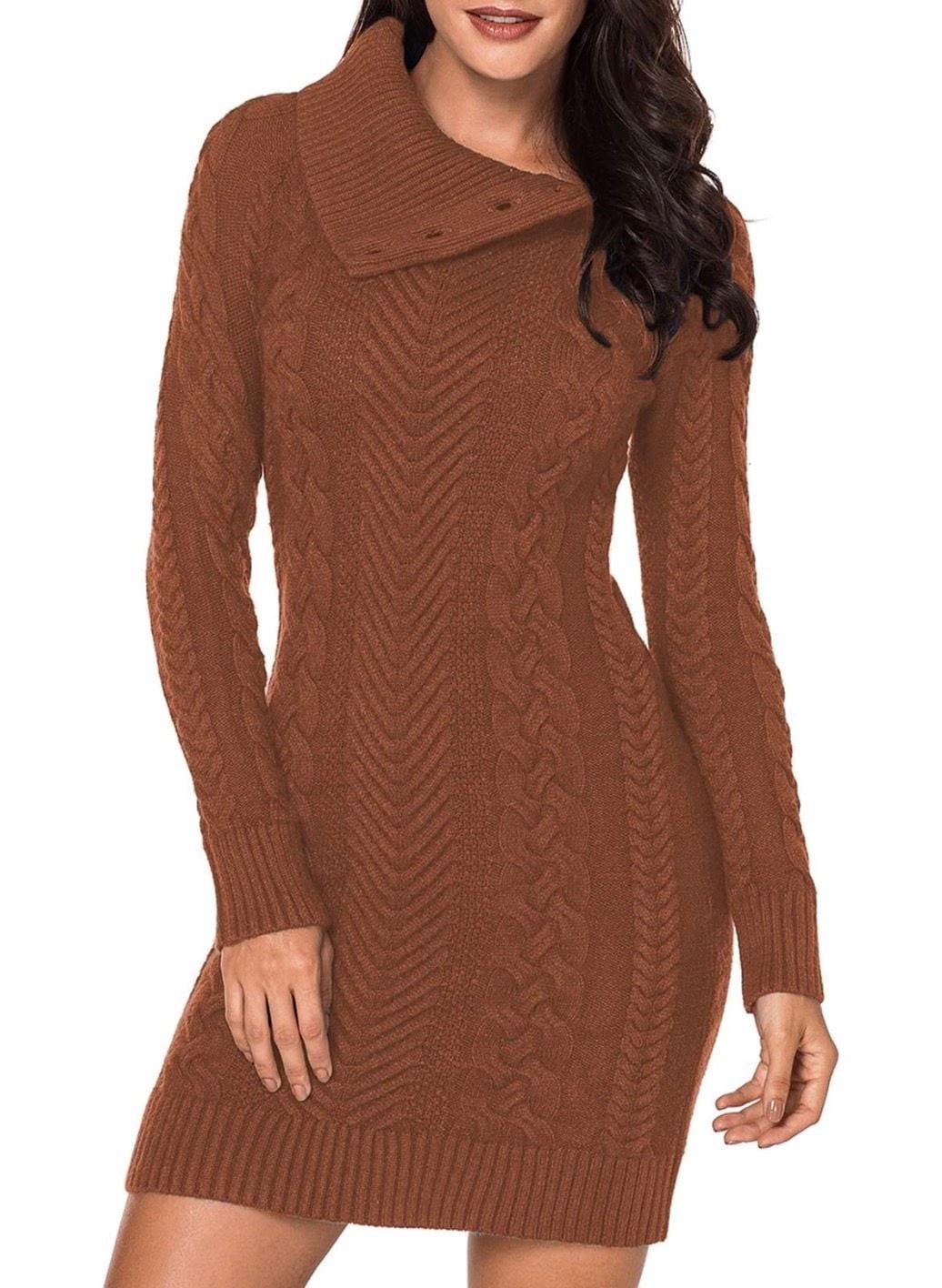 👗 BLENCOT Women’s Knit Sweater Dress – Brown (Size Large)