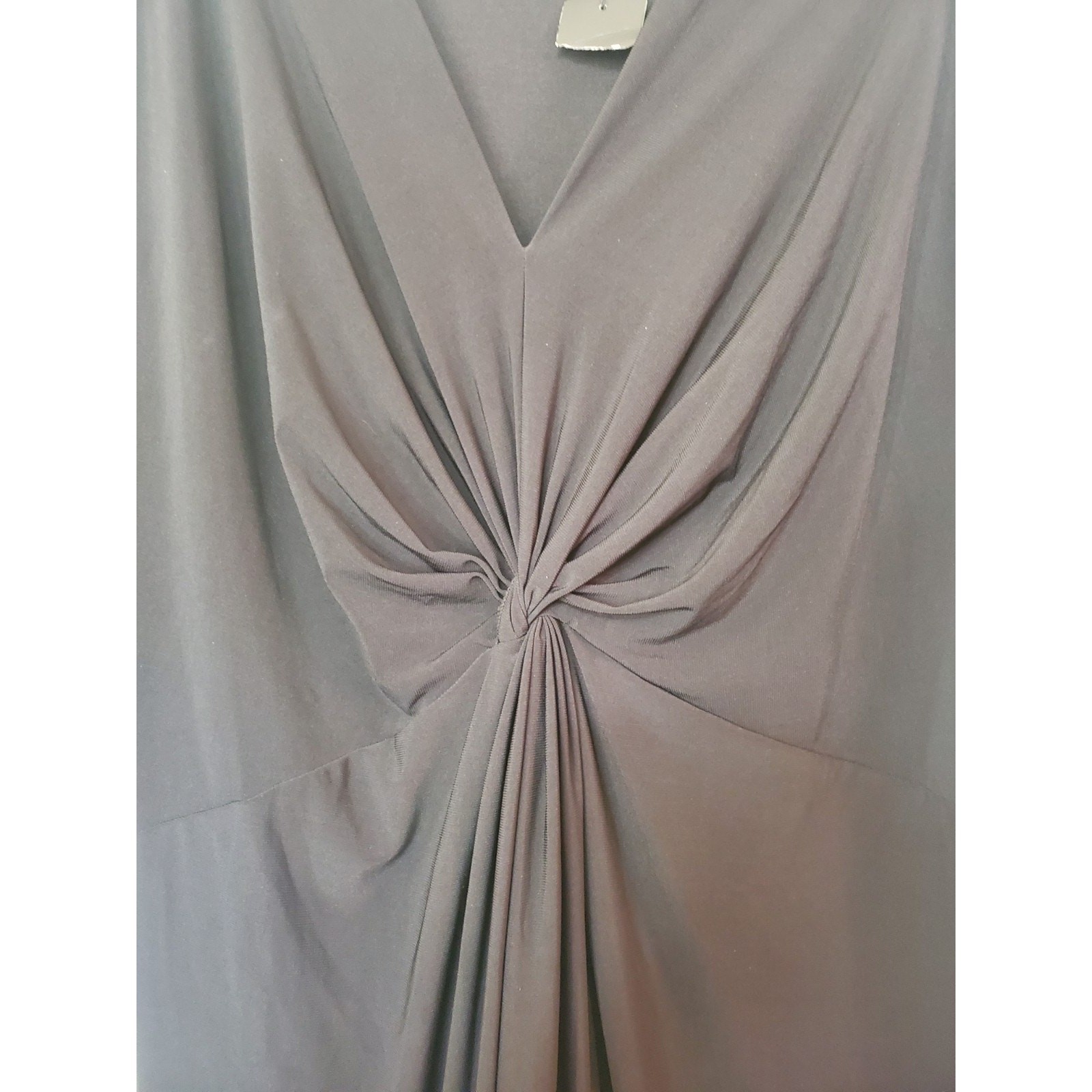 Koh Koh Black V-Neck Front Knot Slimming Side Slit Maxi Dress NWT, Plus Size 2XL